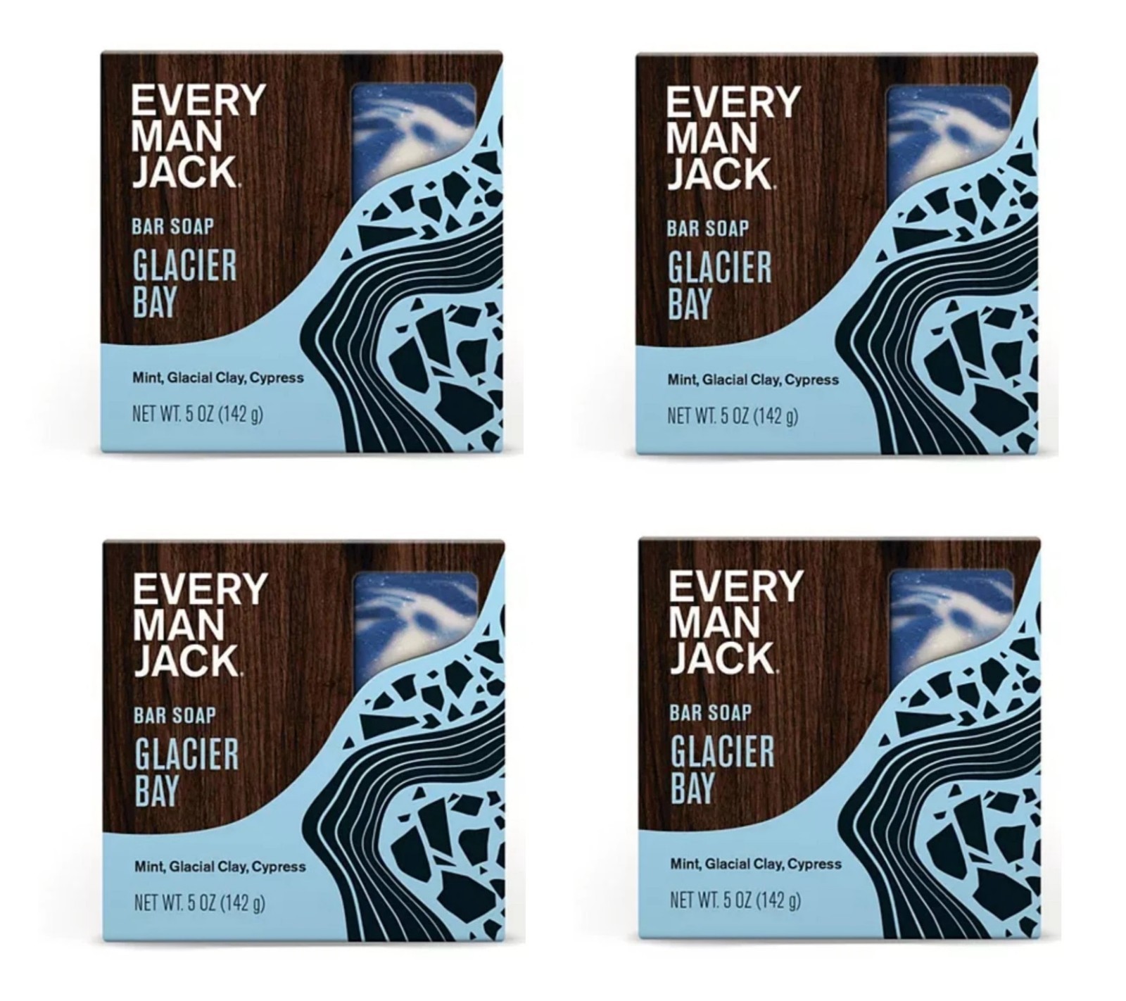 Every Man Jack Glacier Bay Cold Plunge 5 oz Bar Soaps LOT of 4 Total 20 oz NEW
