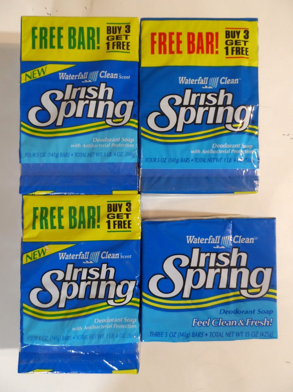 Lot of 15 Vintage Irish Spring Waterfall Clean Deodorant Bar Soap (5 oz Each)