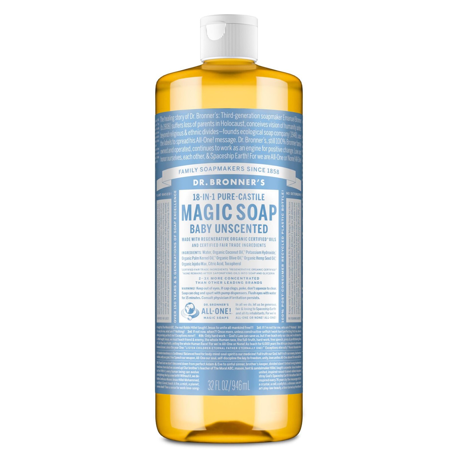 Dr. Bronner’s – Pure-Castile Liquid Soap (Baby Unscented, 32 Ounce)