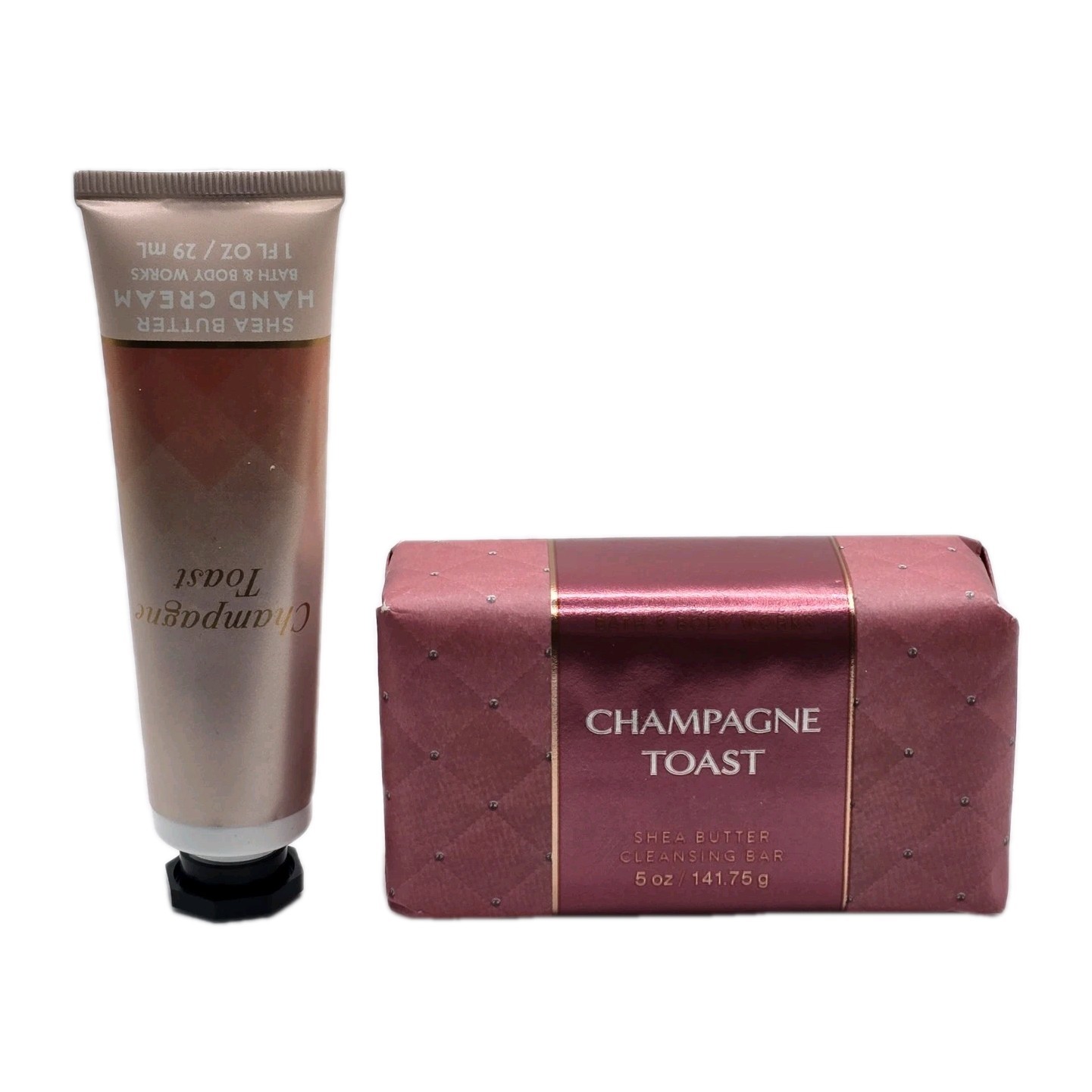 Bath & Body Works Champagne Toast 5oz Cleansing Bar Soap + 1oz Hand Cream Shea
