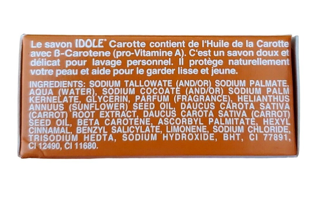 Idole Carrot Soap 3.5 Oz 100g Vitamin B-Carotene Savon Carotte Jabon Zanahoria