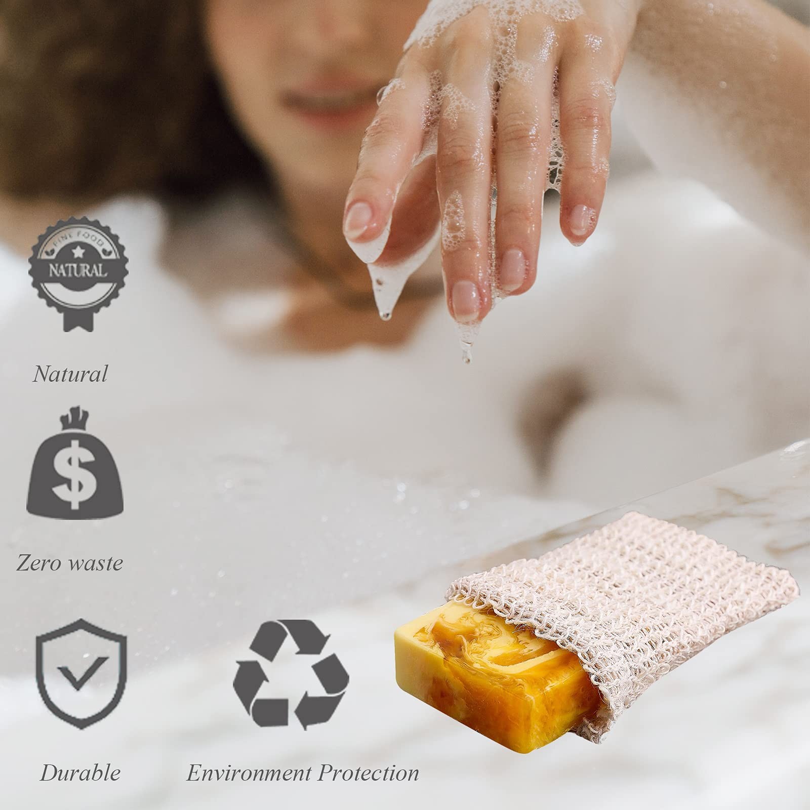 Sisal Soap Saver Bags – 5 Pack Exfoliating Mesh Pouches for Shower Use