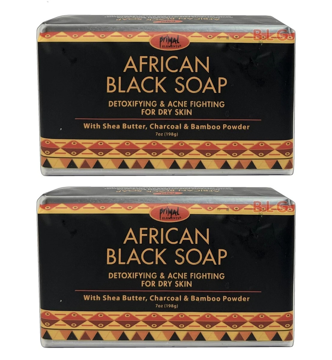 African Black Soap Detoxifying & Acne Fighting for Dry Skin – 7 oz; 2 bars