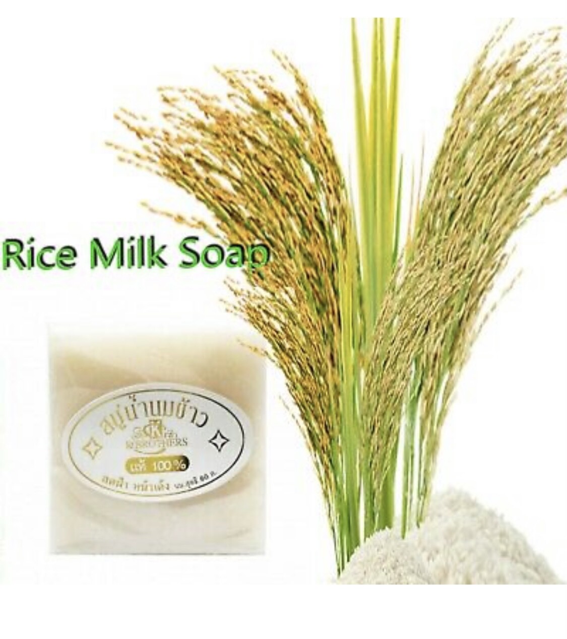 12 bars x 60 g. Thai Rice Milk Handmade Herbal Soap Collagen Acne Body Face