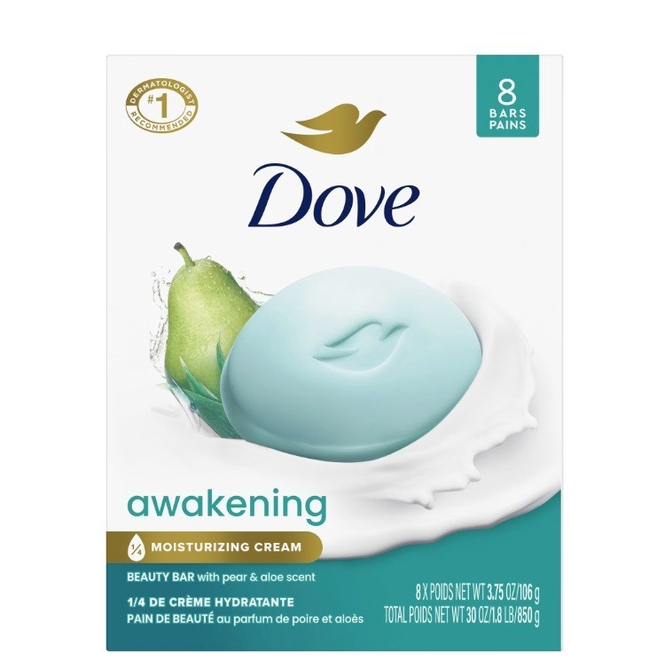 Awakening Gentle Beauty Bar Soap All Skin Type, Pear and Aloe, 3.75 Oz (8