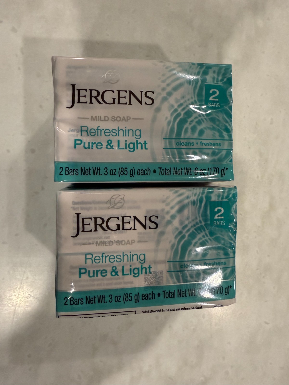 Jergens Mild Soap, Refreshing Pure And Light. 2 Pack, 4 Bars 3 Oz ea.