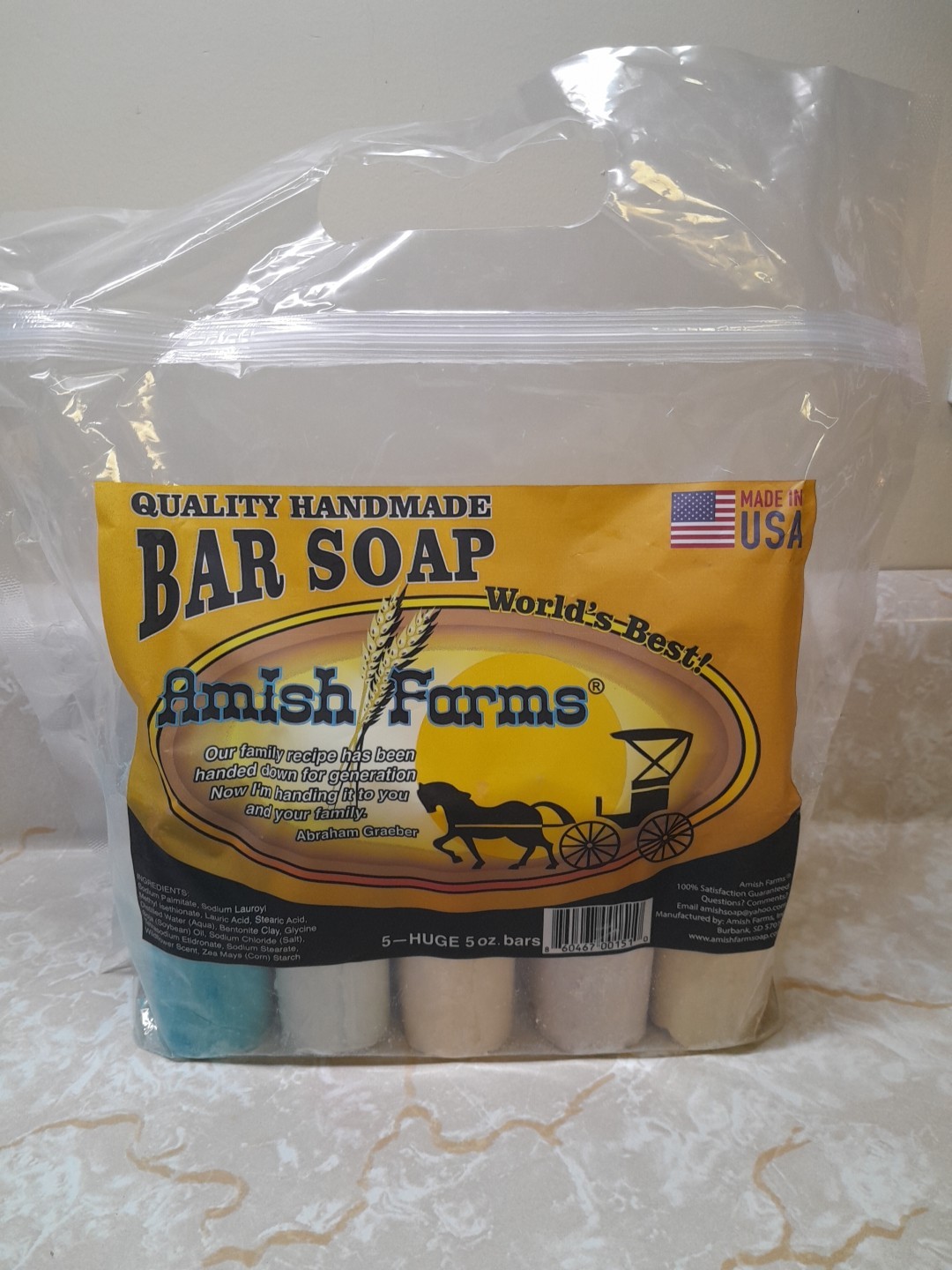 Amish Farm Bar Soap Pack Of 5 Huge Bars 5oz Each Soap Made In USA Scented