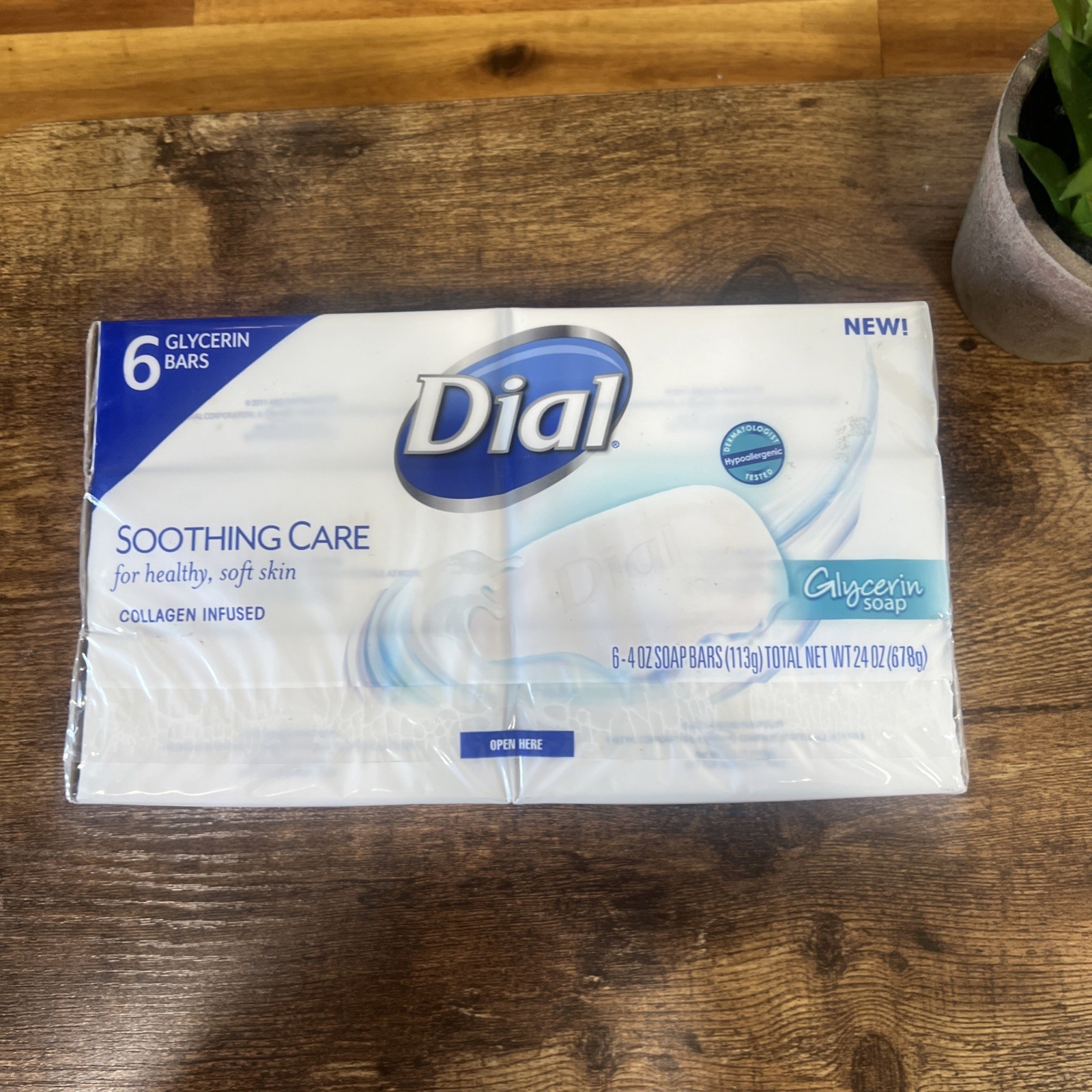 Dial Soothing Care Glycerin Infused Healthy Skin Bar Soap 6PK 4oz Collagen