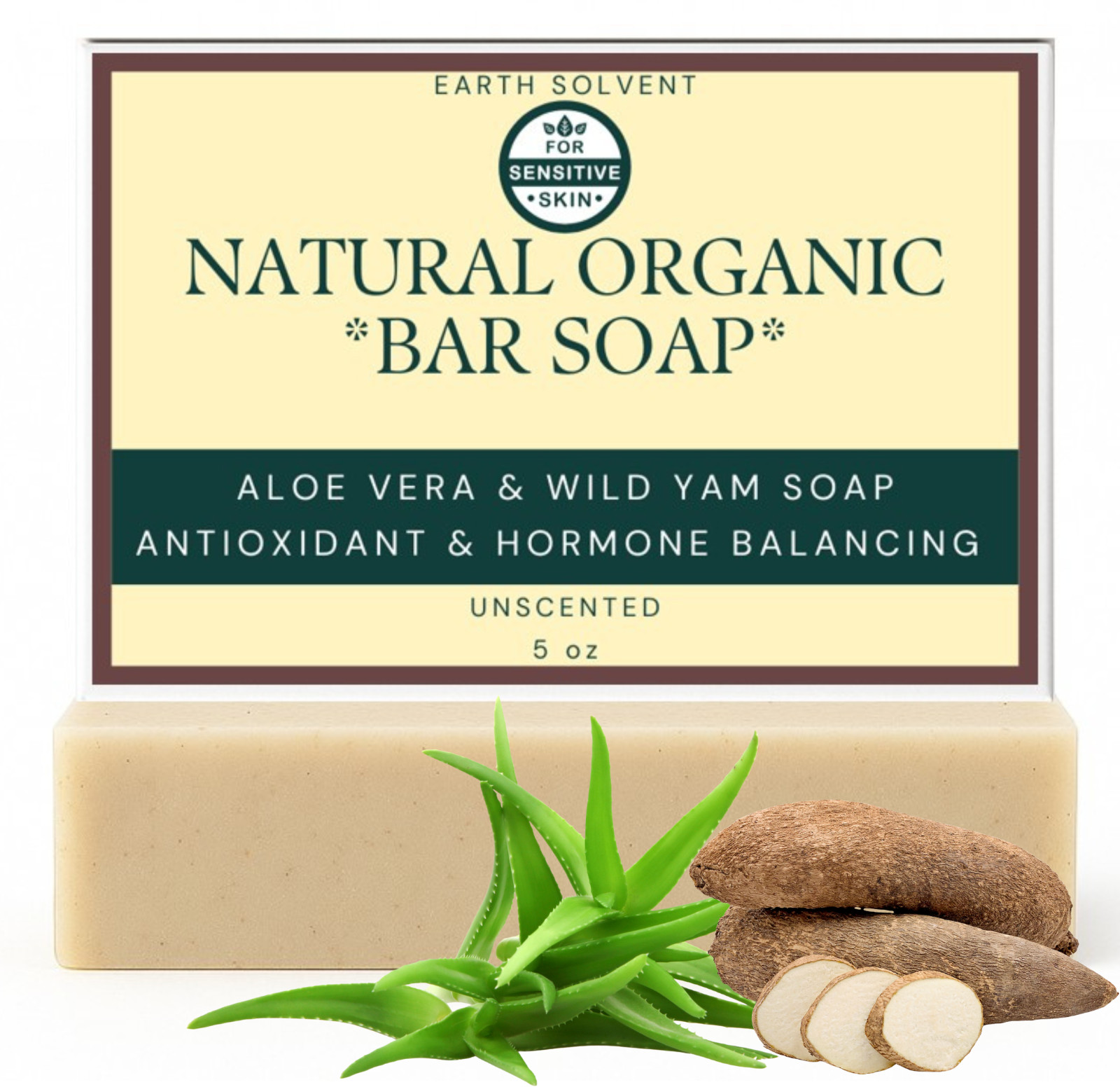Earth Solvent Natural Organic Handmade Soap For Face & Body Mild Soap Bar 5oz