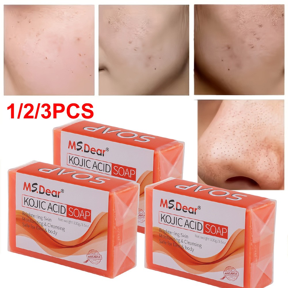 1/2/3X Dark Skin Brightening Soap Original Kojic Acid Soap for Spot Whitening