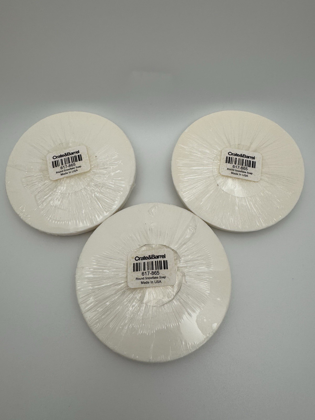 Crate & Barrel Snowflake Guest Soap Set of 3 White NWT Sealed USA