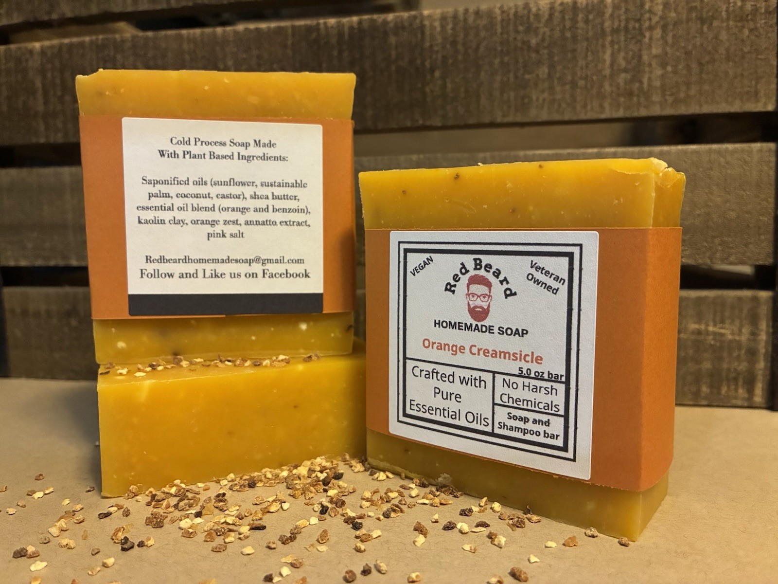 Red Beard Orange Creamsicle Soap & Shampoo Bar 5oz Vegan No Harsh Chemicals