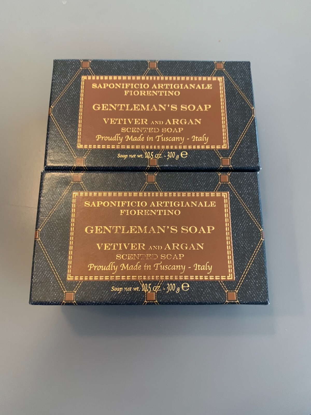 2 Bars Pack Saponificio Artigianale GENTLEMAN’S Soap Vetiver & Argan Italian NEW