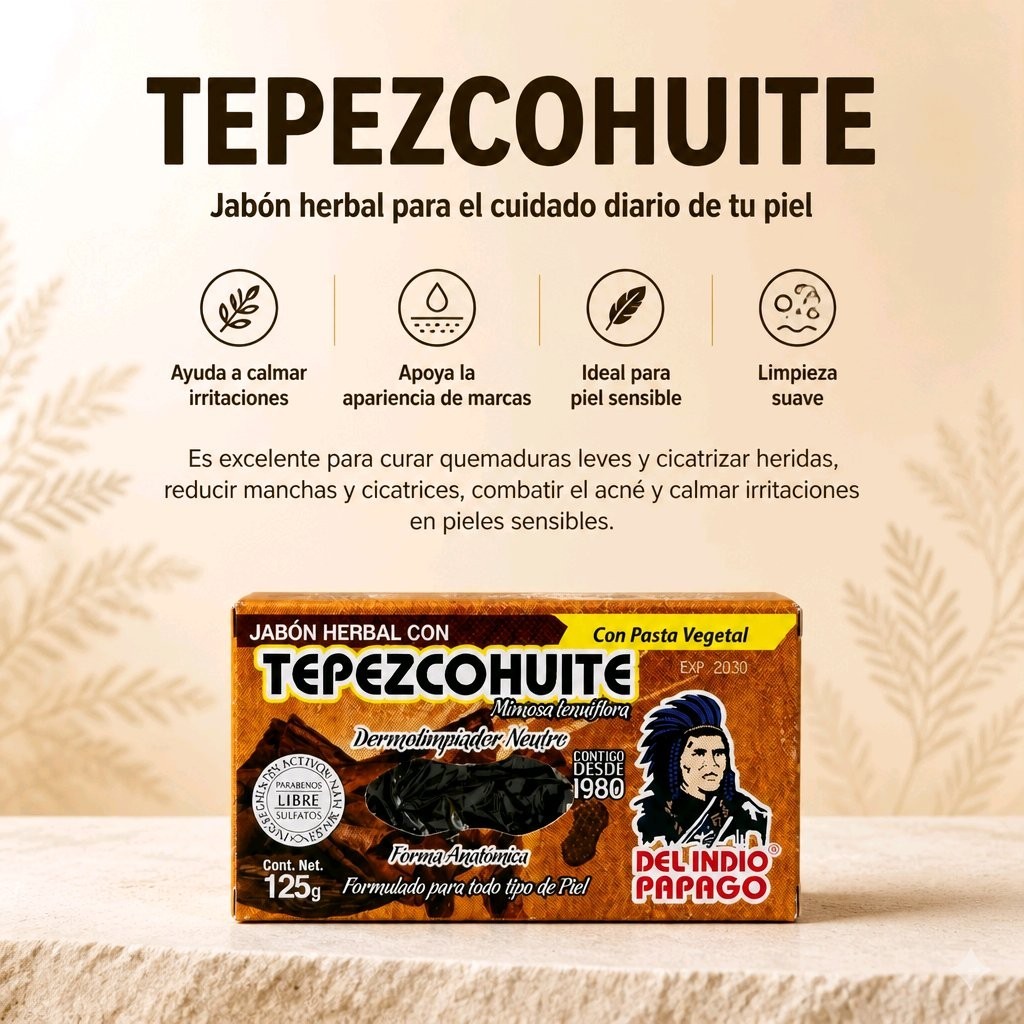 Herbal Soap With TEPEZCOHUITE Indio Papago. Natural Dermocleaner All Skin Types