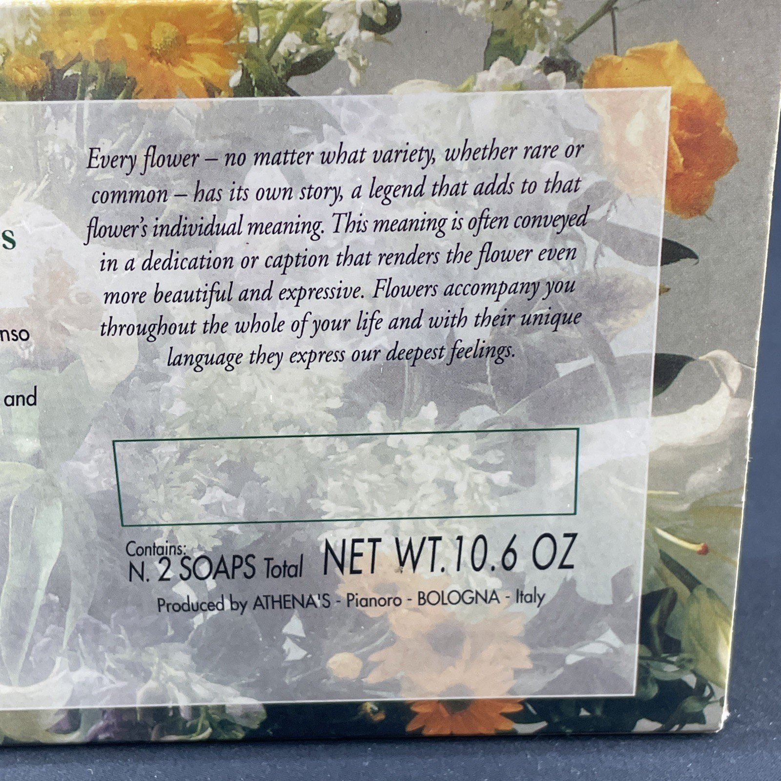 Vtg Floral Myths & Legends Fresh Fragrance Bar Soap 10.6 oz Bologna Italy Athens