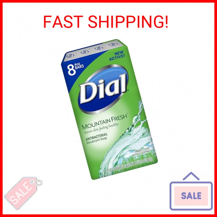 Dial Antibacterial Bar Soap, Refresh & Renew, Mountain Fresh, 4 oz, 8 Bars