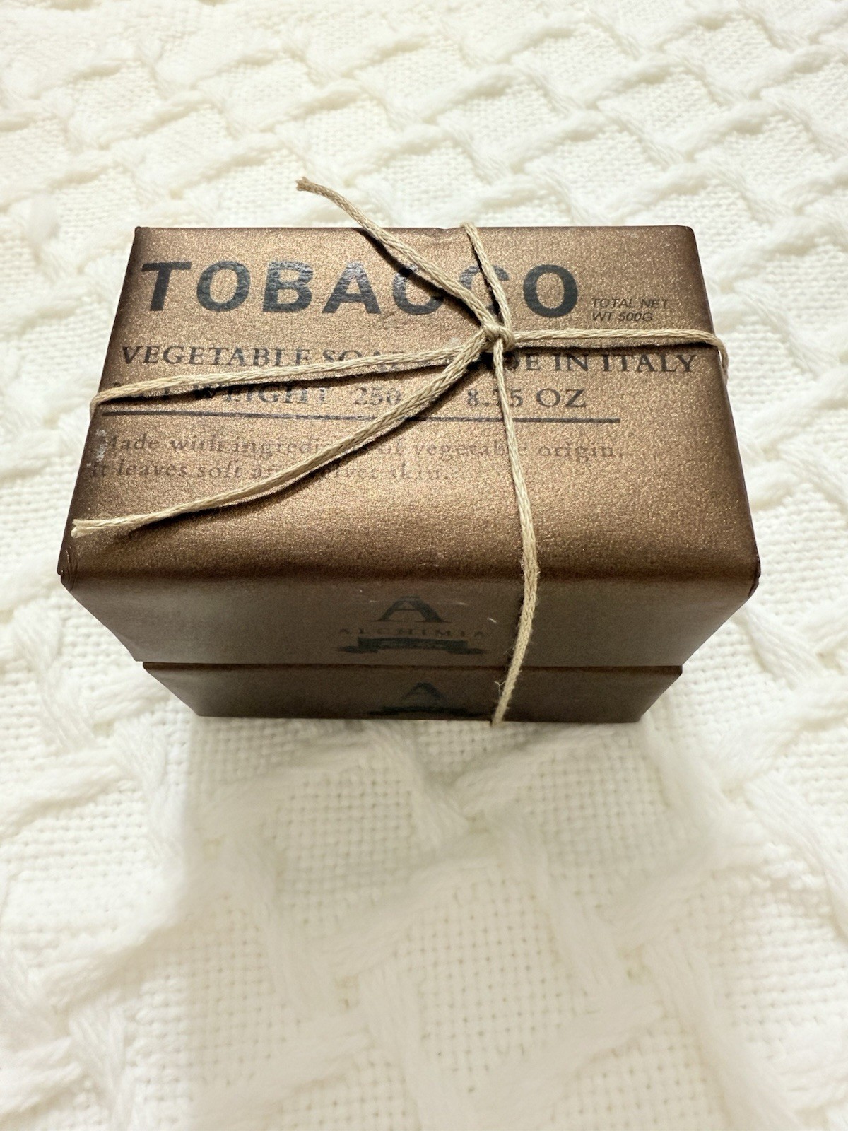 2 Pcs Alchimia Men’s Vegetable Soap Bar 8.75oz TOBACCO Made In Italy