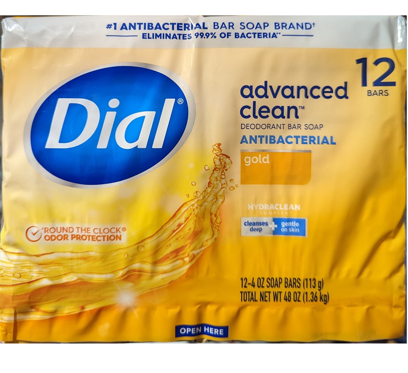 Dial Gold Antibacterial Bar Soap 12 Bars 4 OZ Each Kills Bacteria 48 OZ Total