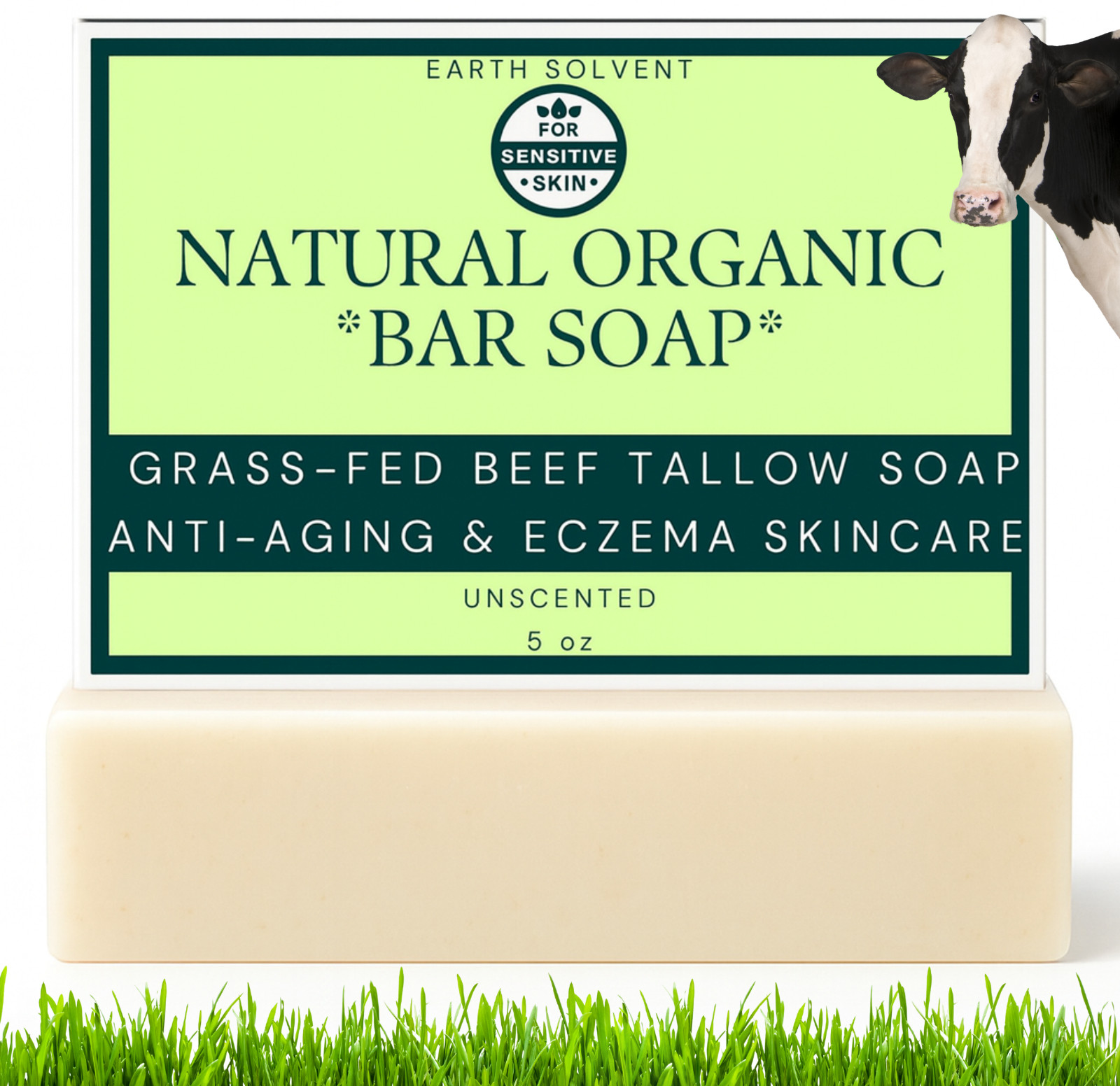 Earth Solvent Natural Organic Handmade Soap For Face & Body Mild Soap Bar 5oz