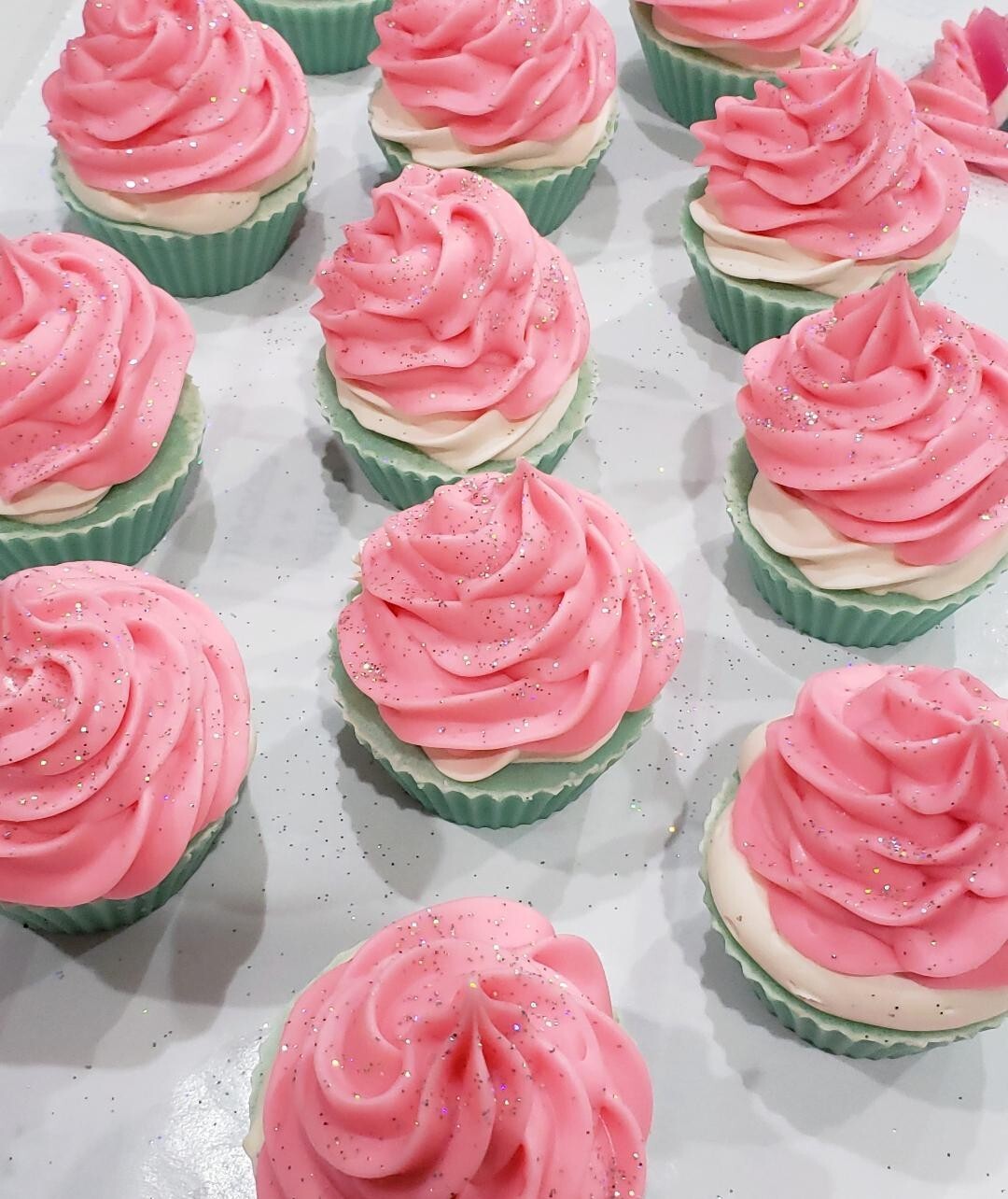 Cold Process Soap WATERMELON CANDY Cupcake Soap Approx. 4 oz. TWO CUPCAKE SOAPS