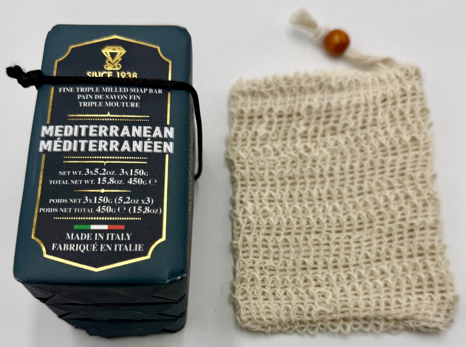 Zeni Mediterranean Triple Milled Soap Bars 3x 5.2oz Italy Total 15.8oz + 1 Bag