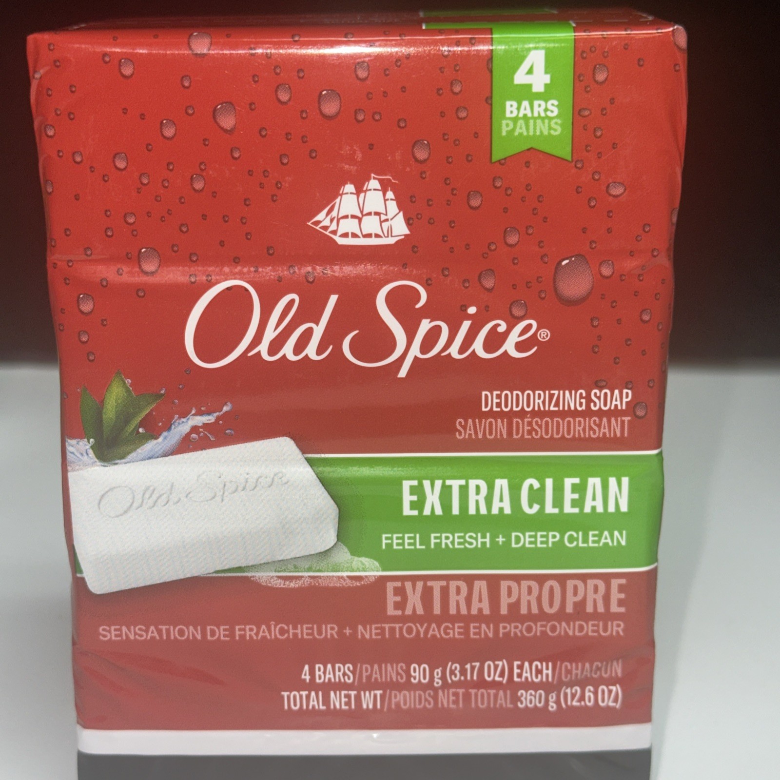32 BARS-LOT OF 8 Packs-Old Spice Deodorizing Bar Soap Extra Clean Fresh 3.17oz