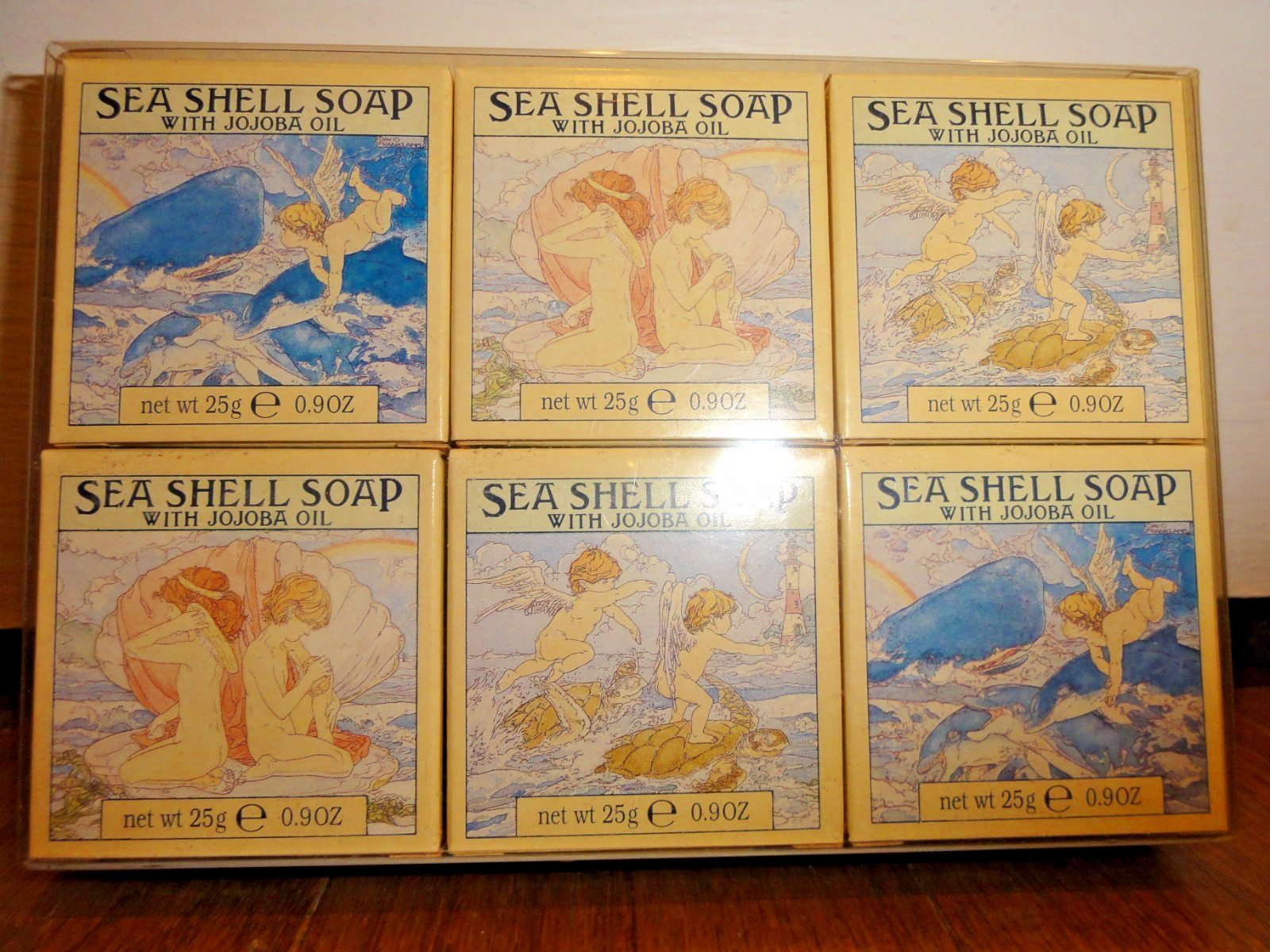 Vintage Crabtree & Evelyn London Sea Shell Soap Jojoba Oil Gift Set 6 Bars NOS