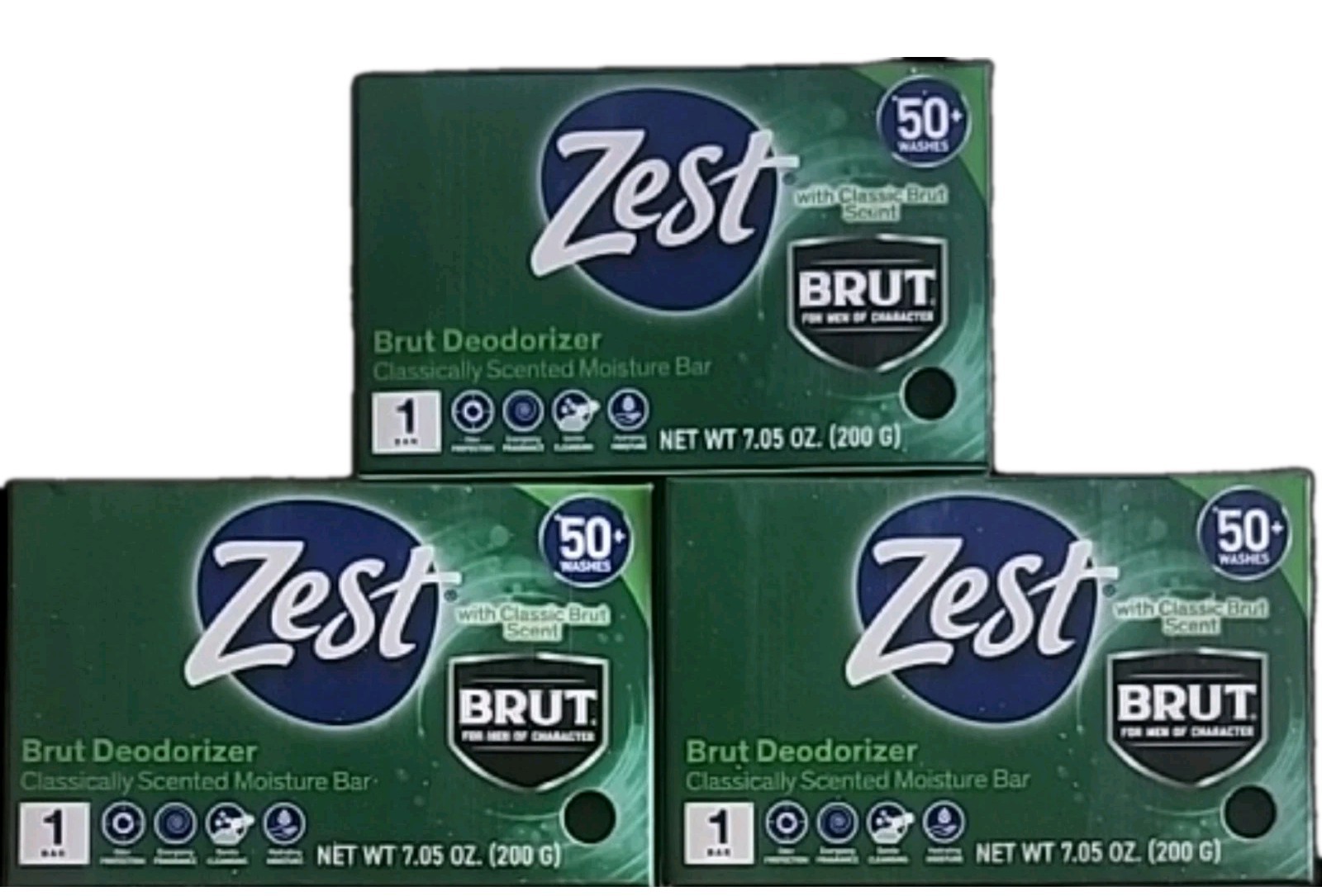 3 BARS ZEST BRUT DEODORIZER CLASSICALLY SCENTED MOISTURE SOAP FREE SHIPPING USA