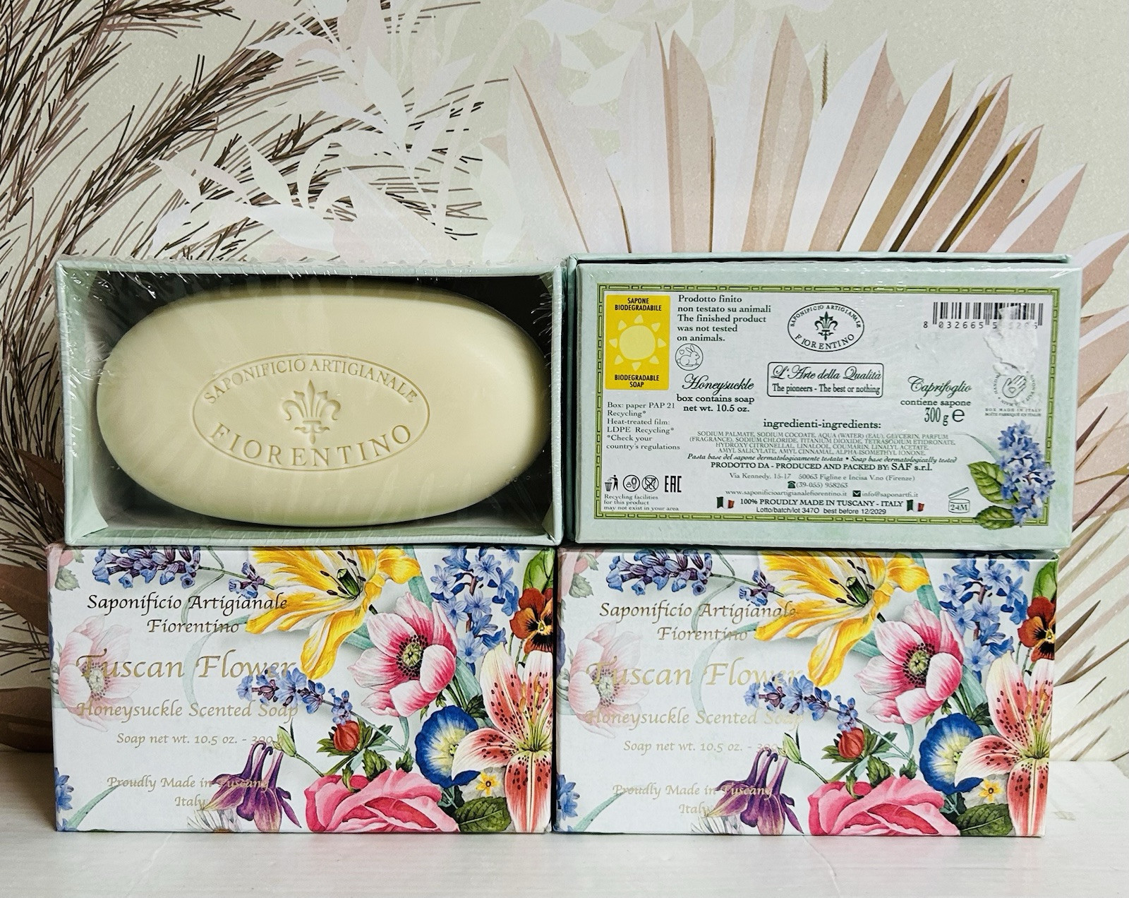 4-Pack Saponificio ~ Tuscan Flower Honeysuckle Scented Bar Soap 10.5 oz Each