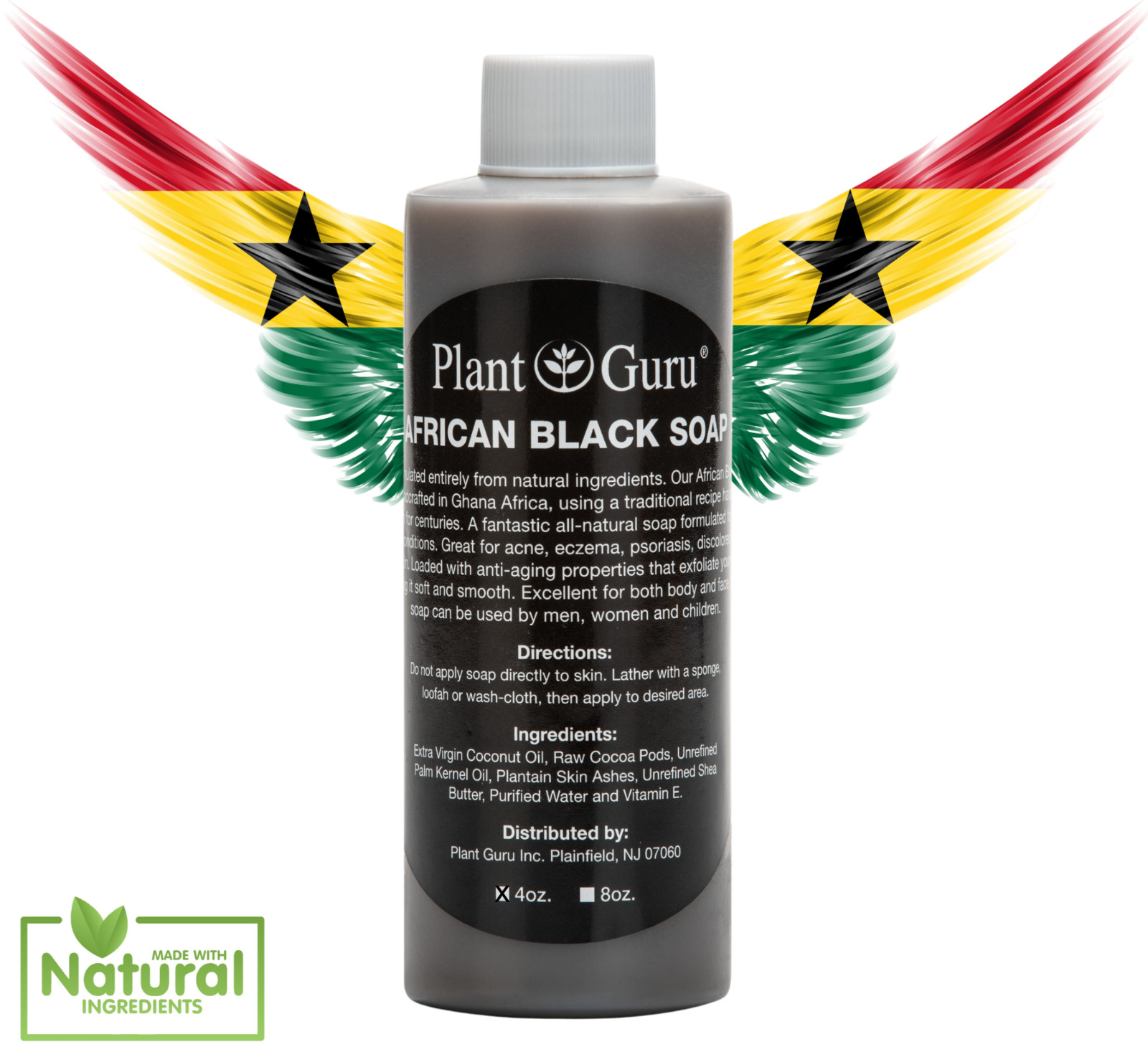 16 oz. SCENTED African Black Soap Liquid Raw 100% Pure Organic Body Face Wash