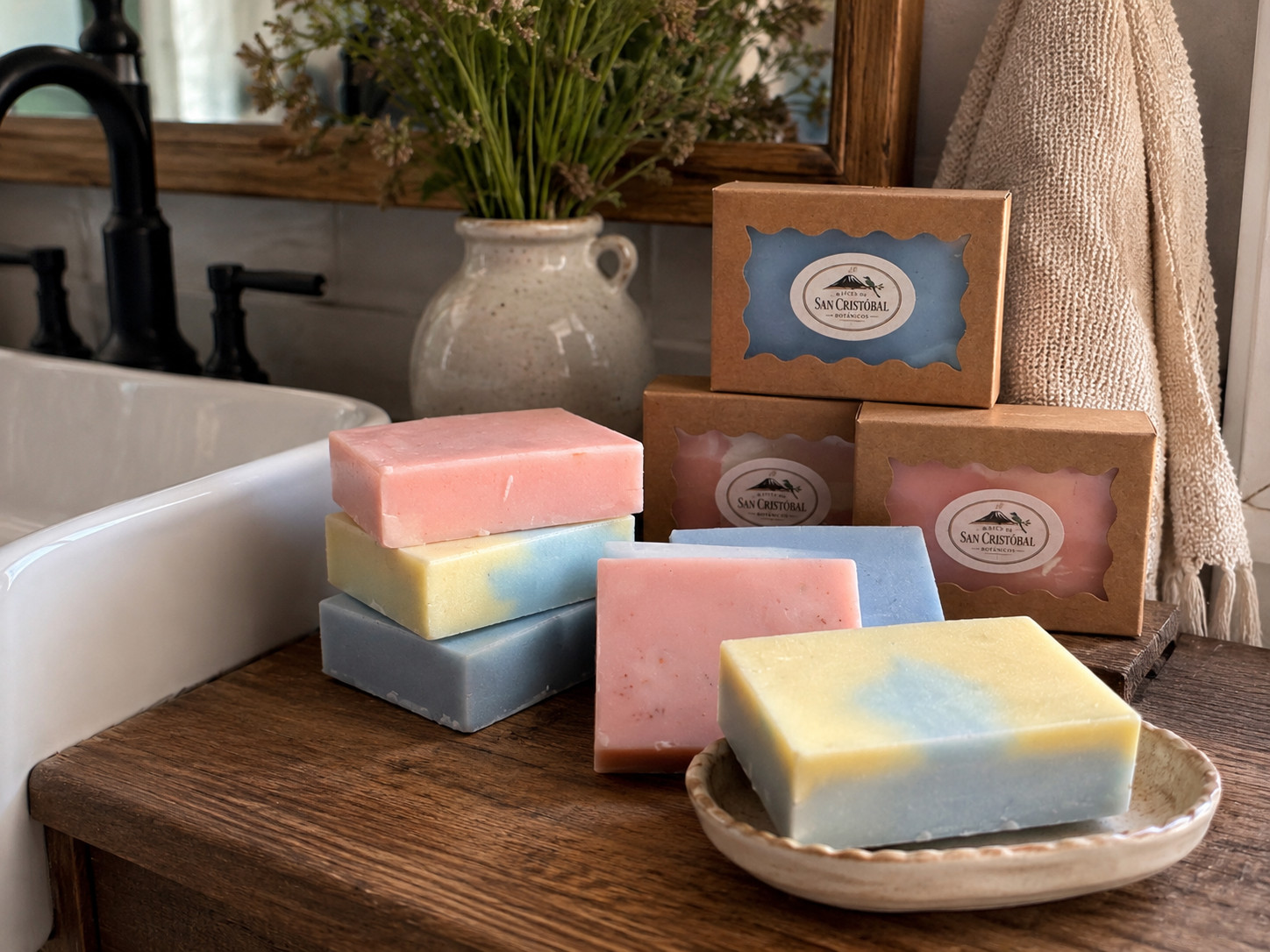 4 PACK Tropical Pineapple Guava Cocoa Butter Soap Bars + FREE Lip Gloss Tin