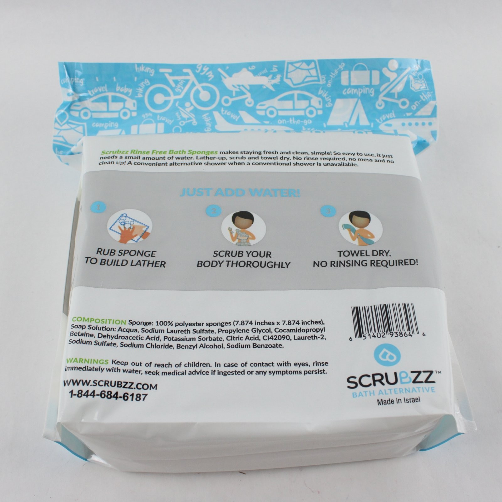 Scrubzz Rinse Free Bath Sponges 25 Pack Sealed New