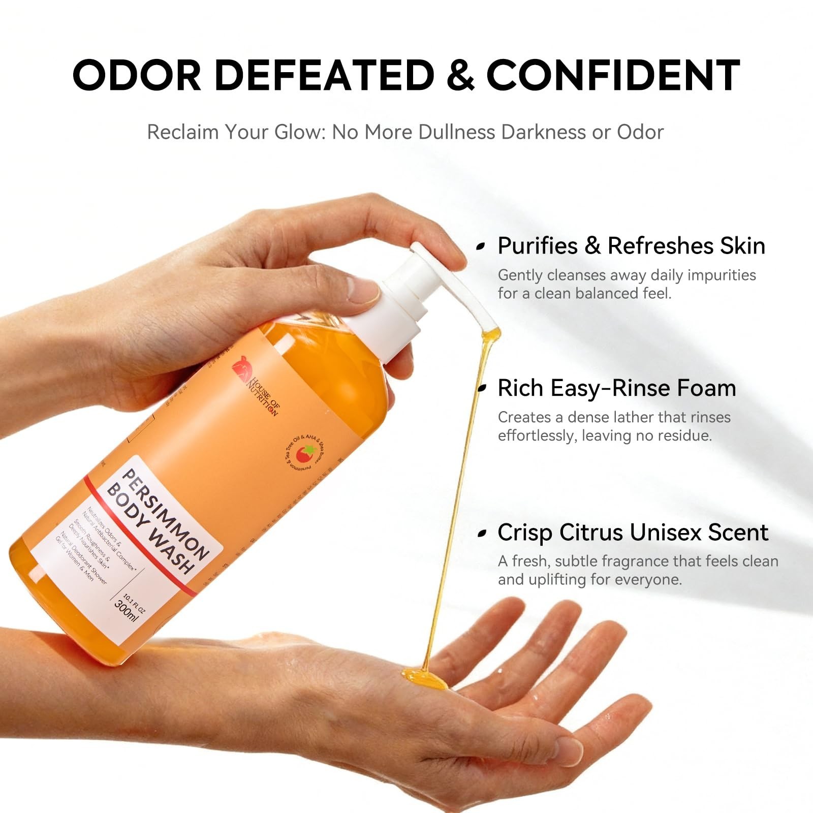 Persimmon Body Wash for Body Odor Control, Natural Deodorizing Soap for Under…