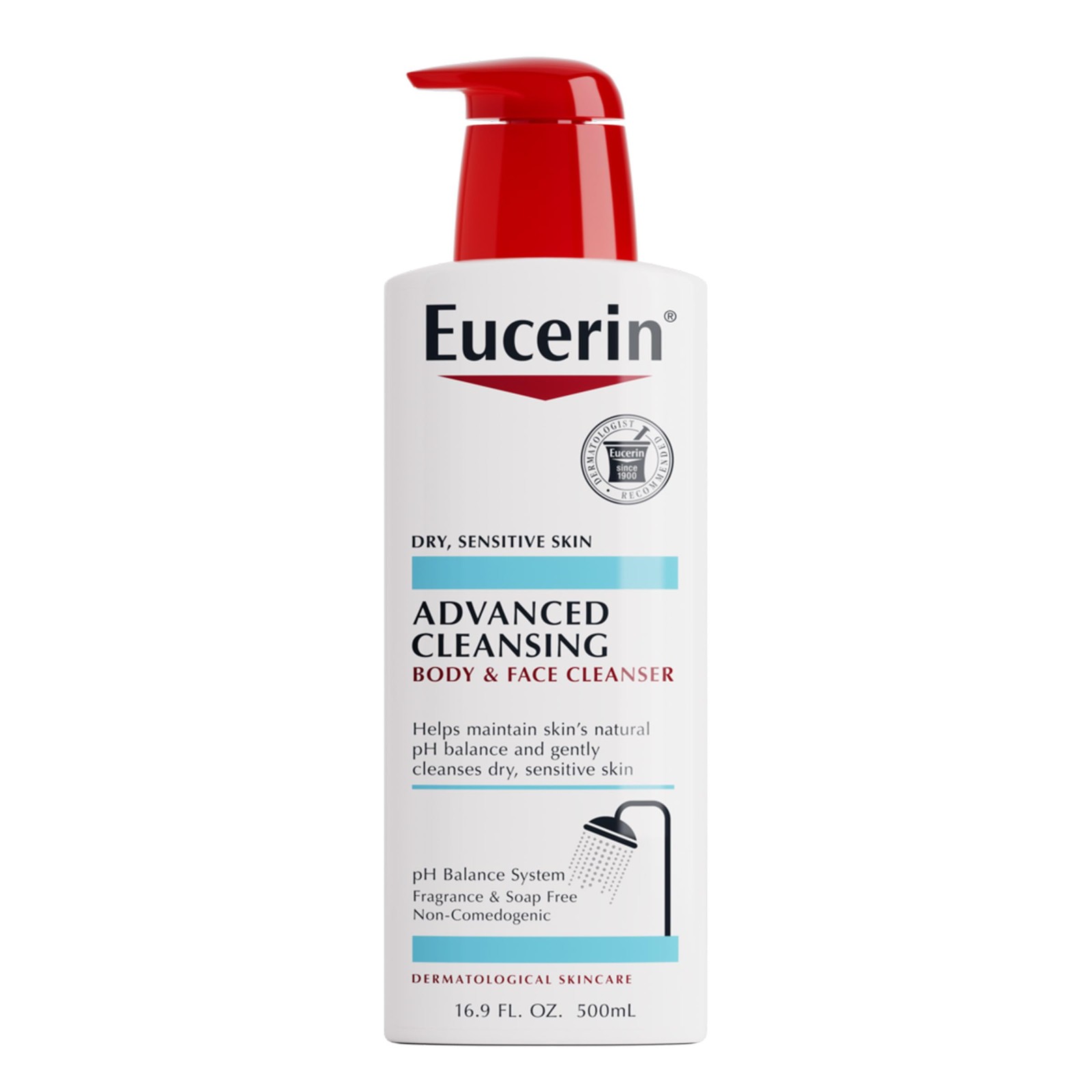 Eucerin Advanced Repair Cleansing Body and Face 16.9 Fl Oz (Pack of 1), White