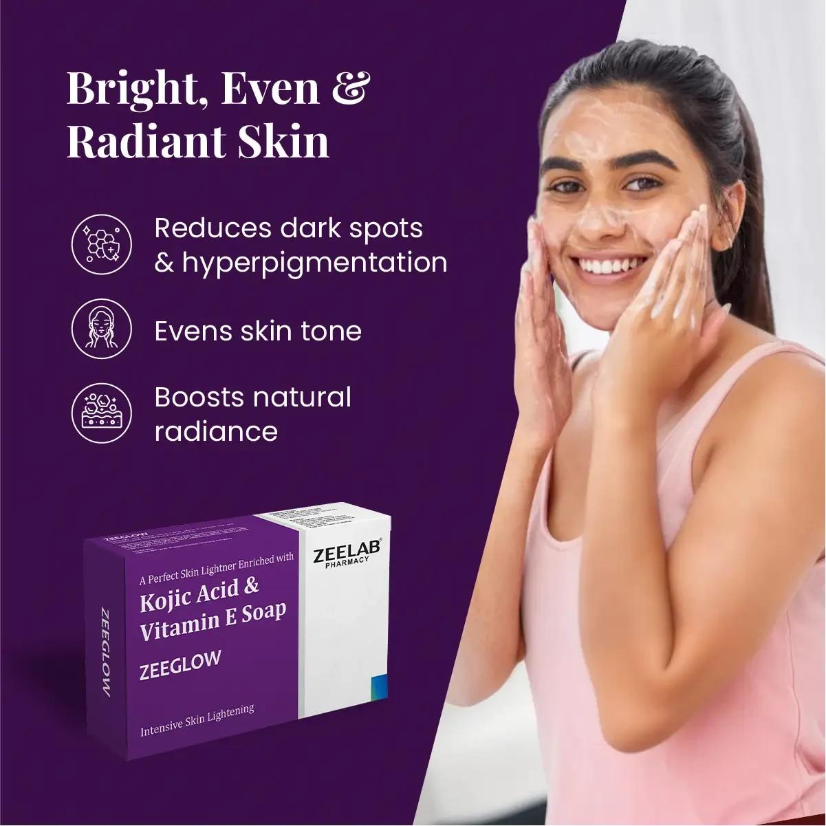 Kojic Acid & Vitamin E Soap Helps Reduce Pigmentation & Uneven Tone Pack of 3