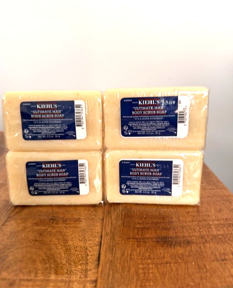 Lot of 4 Kiehl’s Ultimate Man Body Scrub Soap! NEW! 3.2 oz. each bar!