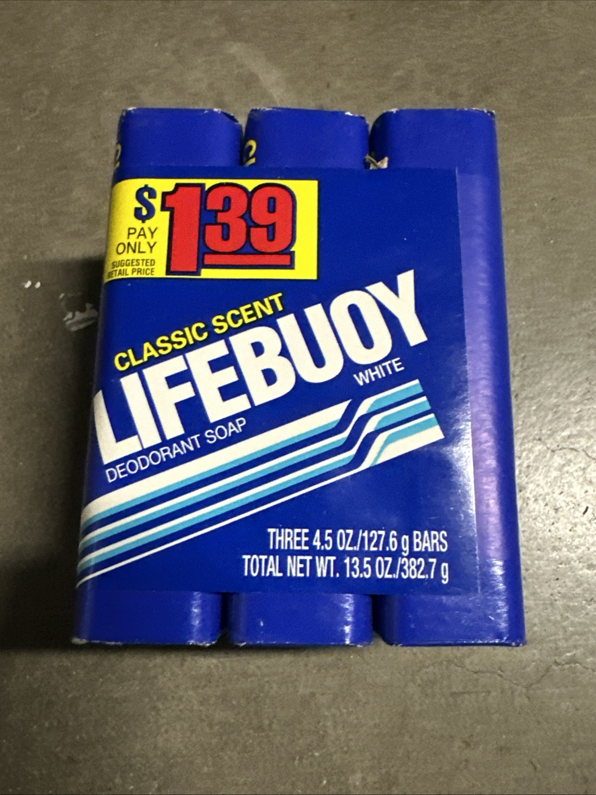 Vintage 1980s Lifebuoy Classic Scent White Deodorant 3 Pack Soap Bar 4.5 oz NOS