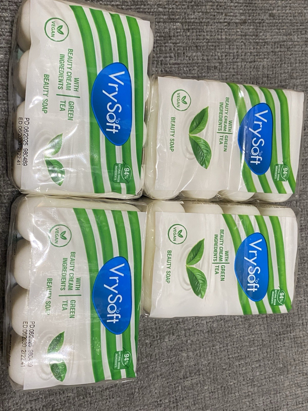 16 Bras (4Packs) Green Tea Beauty SOAP,w/beauty Cream Ingredients 11.28oz/pack