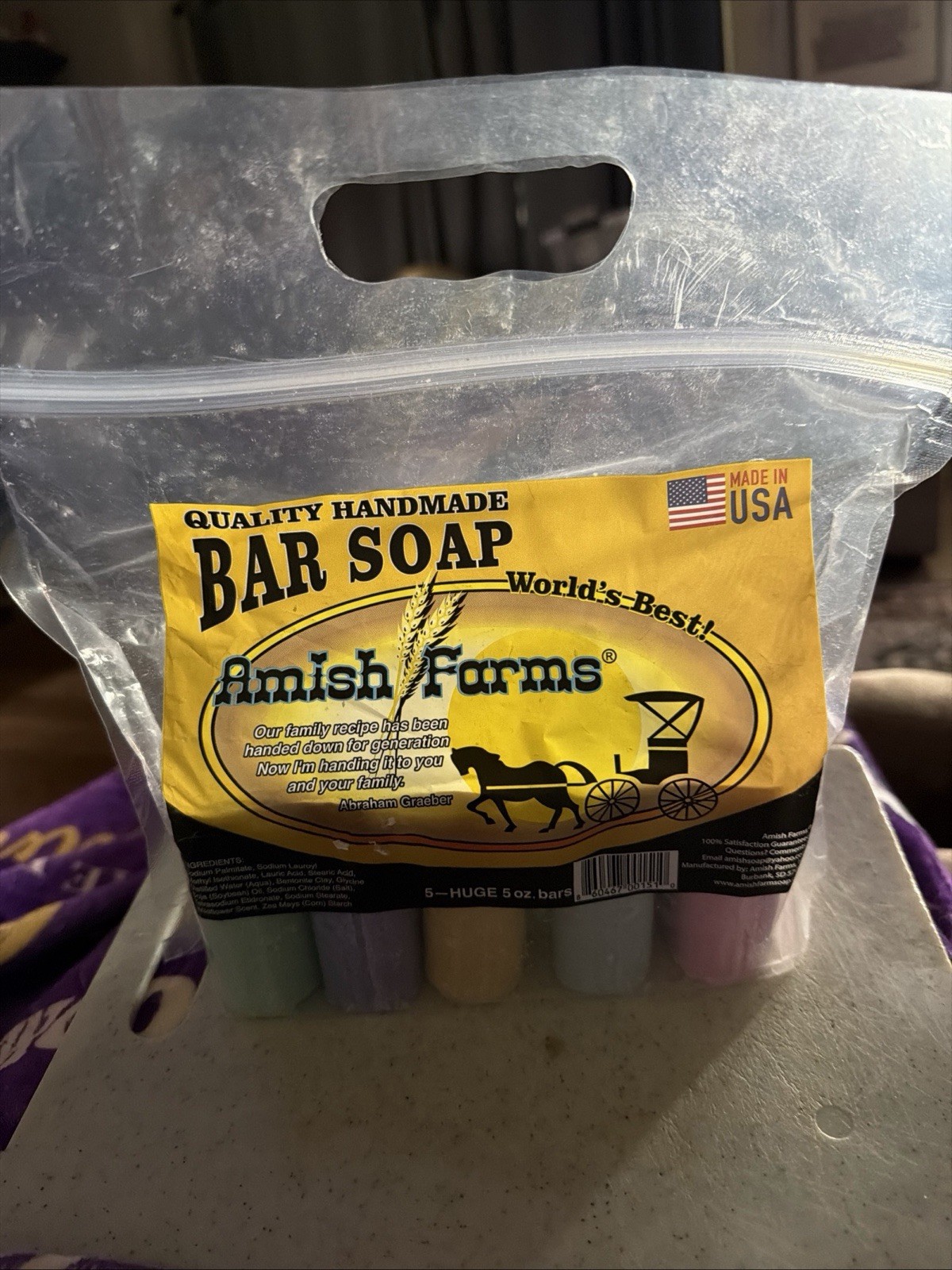 Amish Soap Body Wash Amish in USA Handmade Large Bars Abraham Graeber 5 pack