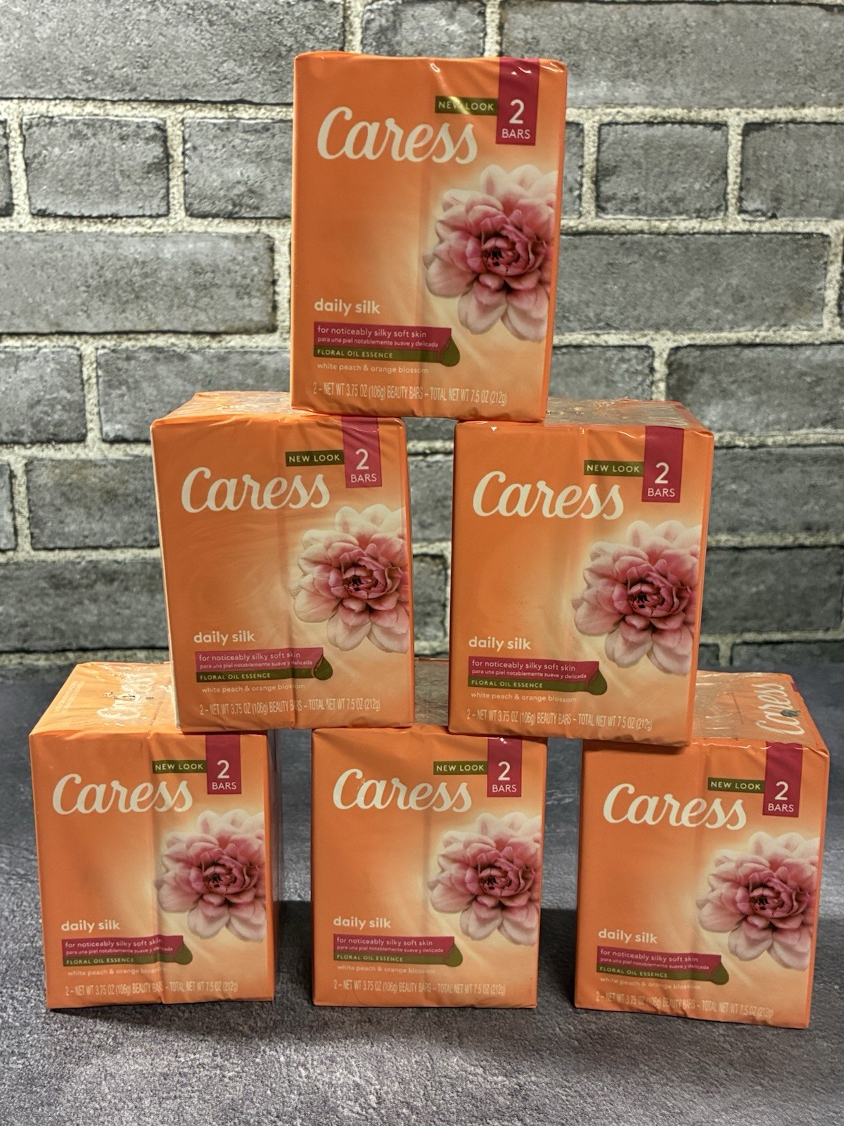 Caress Daily Silk White Peach & Orange Blossom Beauty Bars, 3.75 Oz Ea., 12 Bars