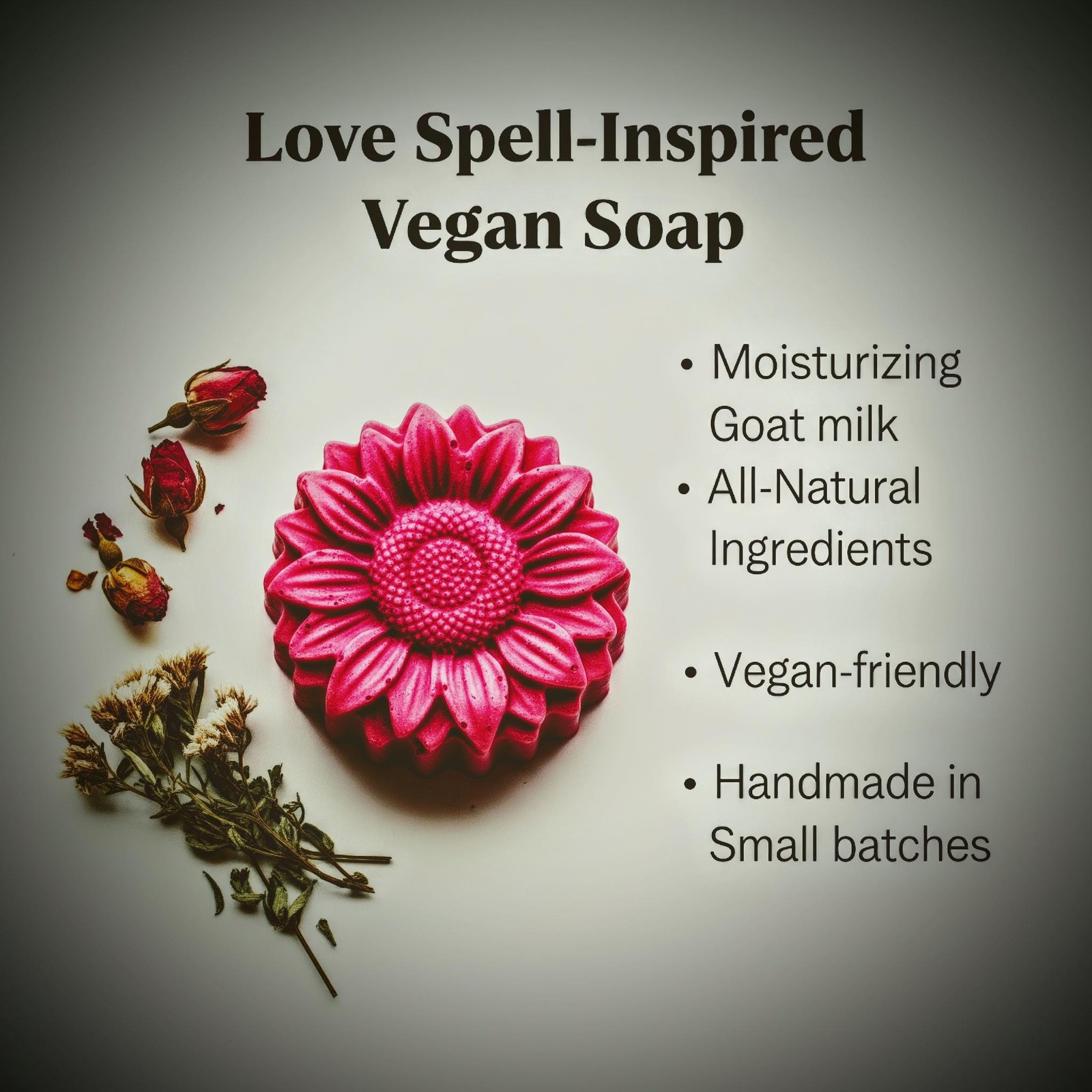 Love Spell Goat Milk Soap – Romantic Floral Scent – Hydrating, Handmade, Natural