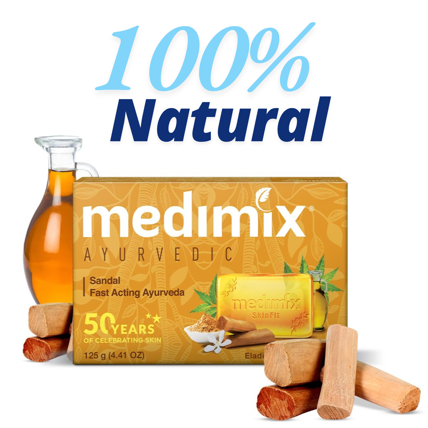 MEDIMIX SANDAL ( SANDALWOOD) AYURVEDIC 20+HERBAL BATH SOAP BAR 125X 6 SOAP BAR