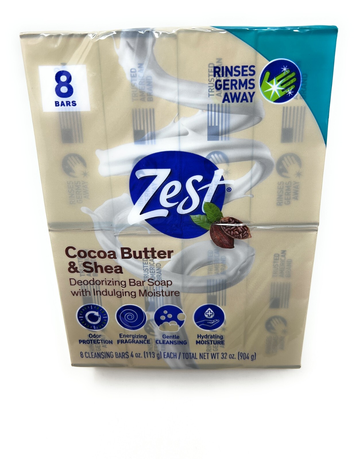Zest Cocoa Butter & Shea Moisture Soap 8 Bars 4.0 Oz Fresh Pack