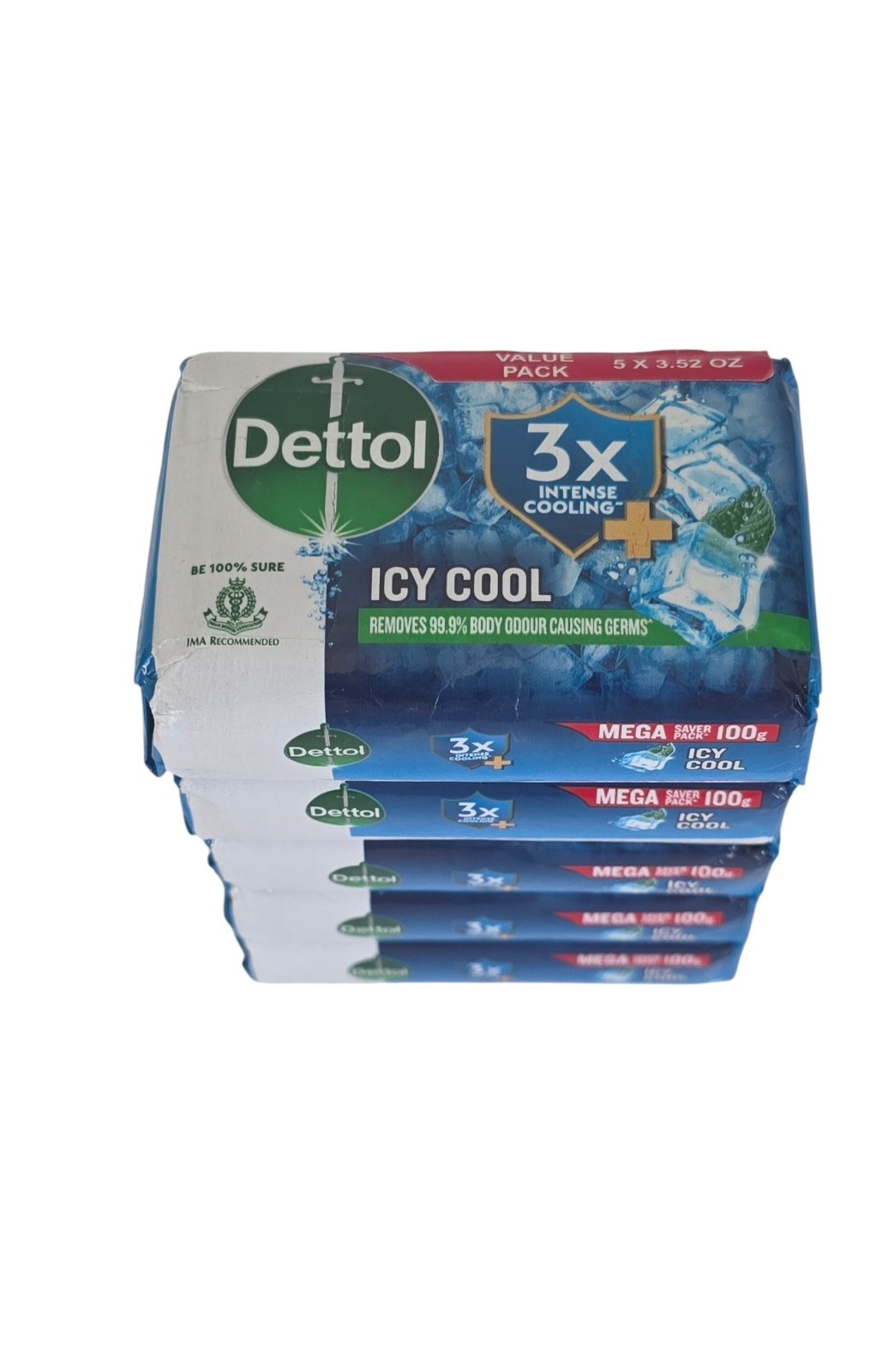 Dettol Icy Cool 3X Intense Cooling Bar Soap Value Pack 5 x 3.52 oz