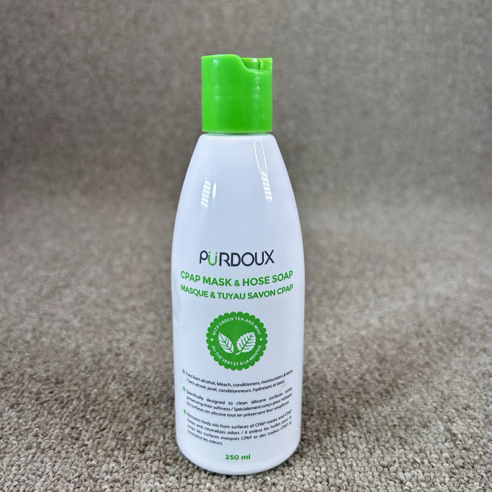 Purdoux CPAP Mask & Hose Soap – Green Tea & Mint 250mL