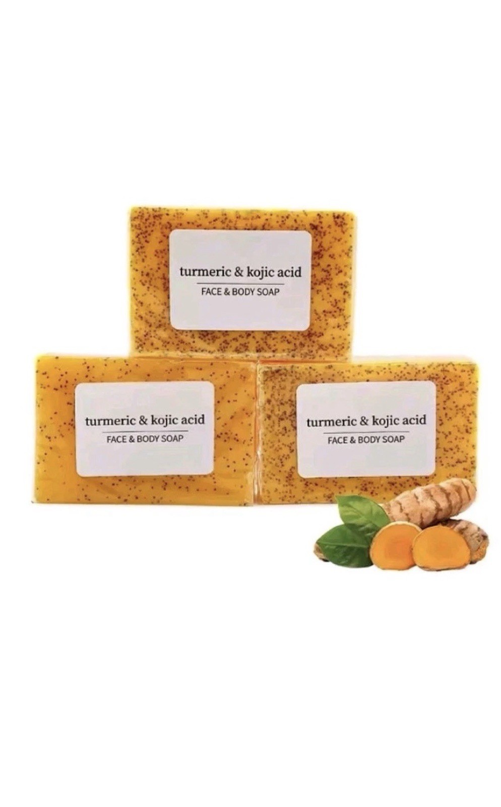 3 Pack Kojic Acid & Turmeric Soap Bars for Dark Spots Acne & Uneven Skin Tone