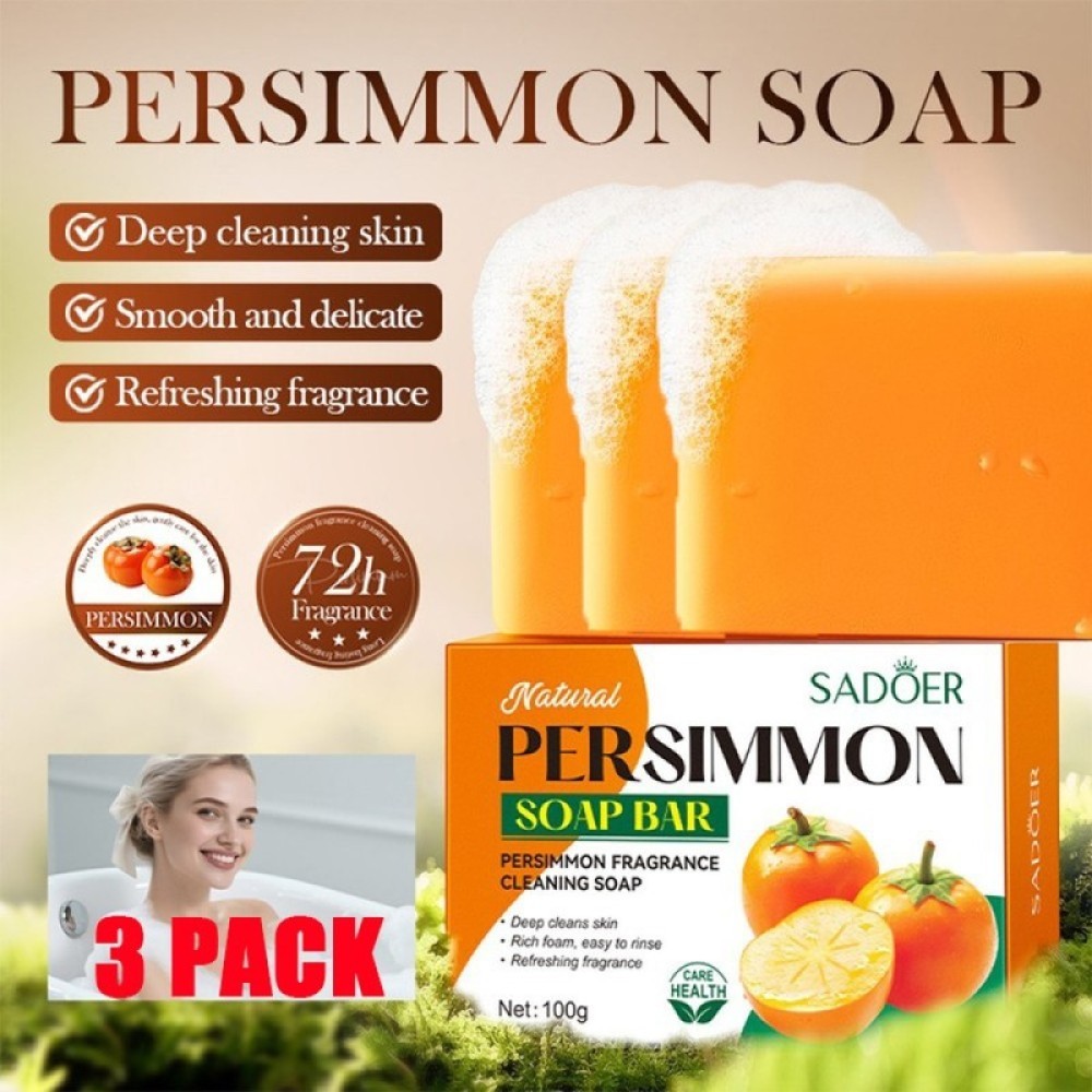 1-3XPersimmon Soap Bar Body Odor Control Deodorant Soap for for Old People Smell