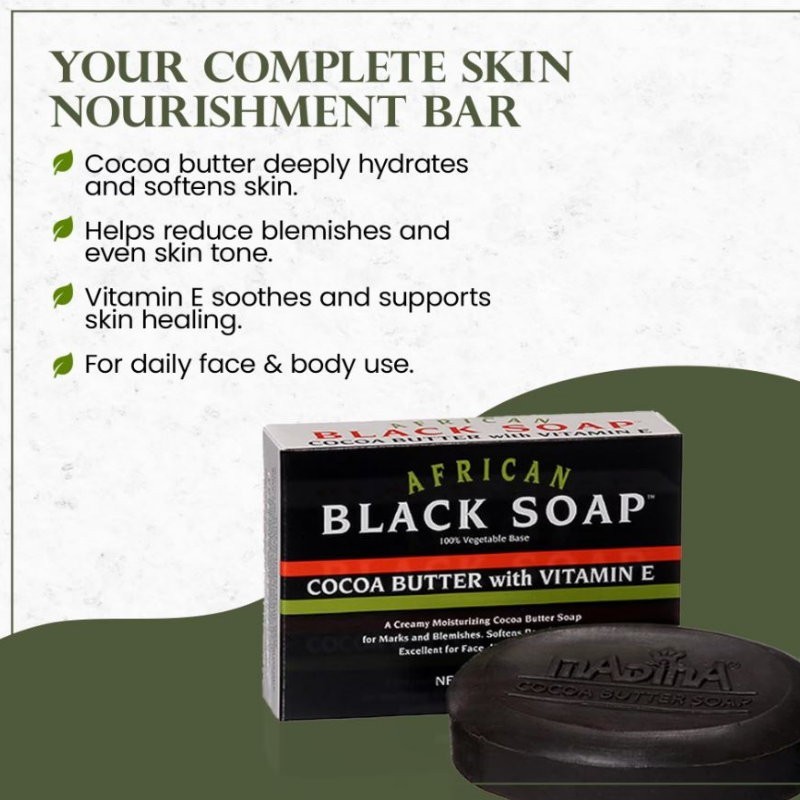 African Black Soap Bars 3.5oz, Shea Butter/Aloe Vera and Cocoa Butter/Vitamin E