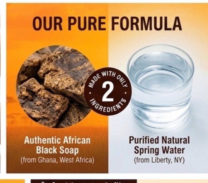Blue Fragranc Black soap liquid from Ghana and made with spring water 16 oz pump