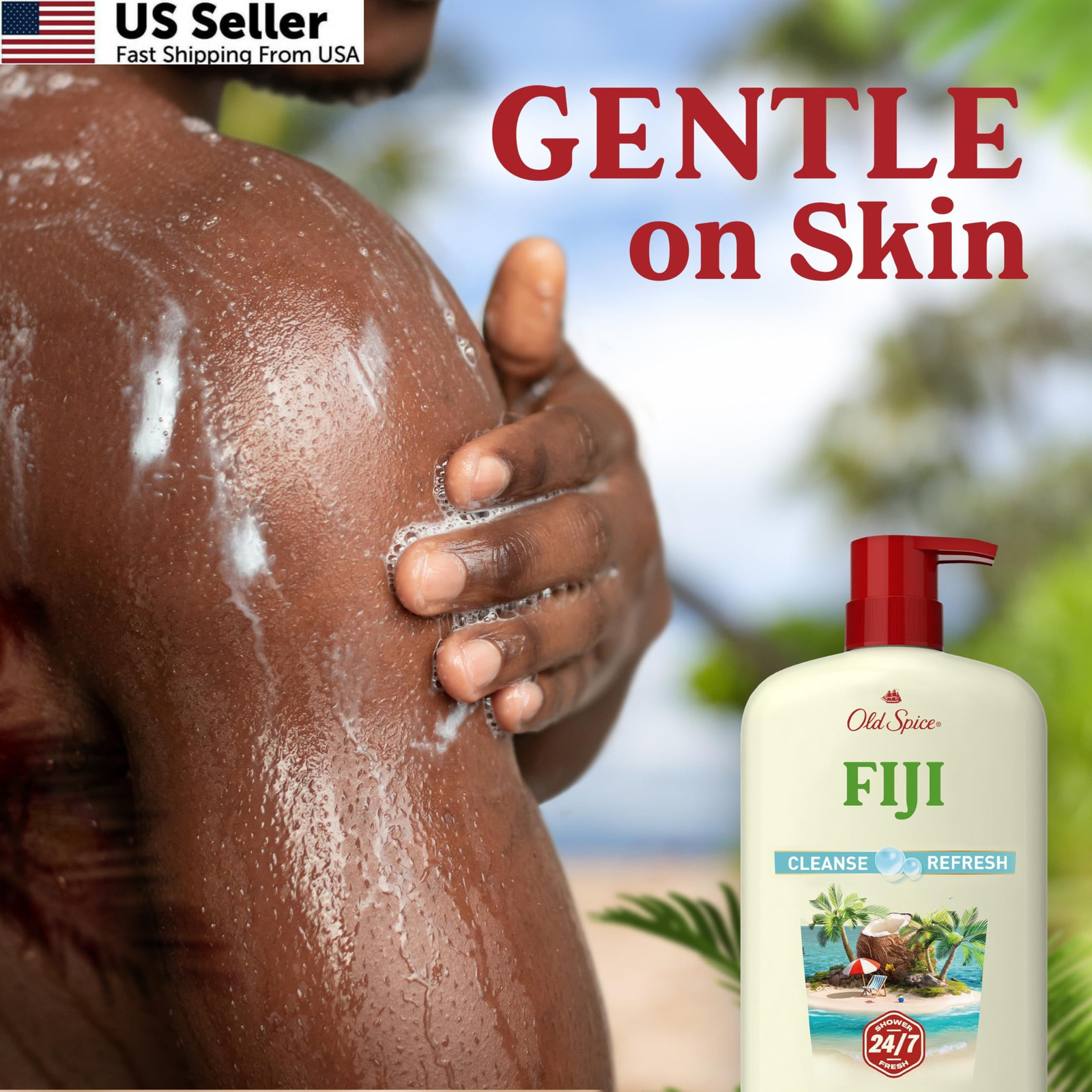 Old Spice Body Wash for Men, 24/7 25 Fl Oz (Pack of 4), Fiji w/ Palm Tree